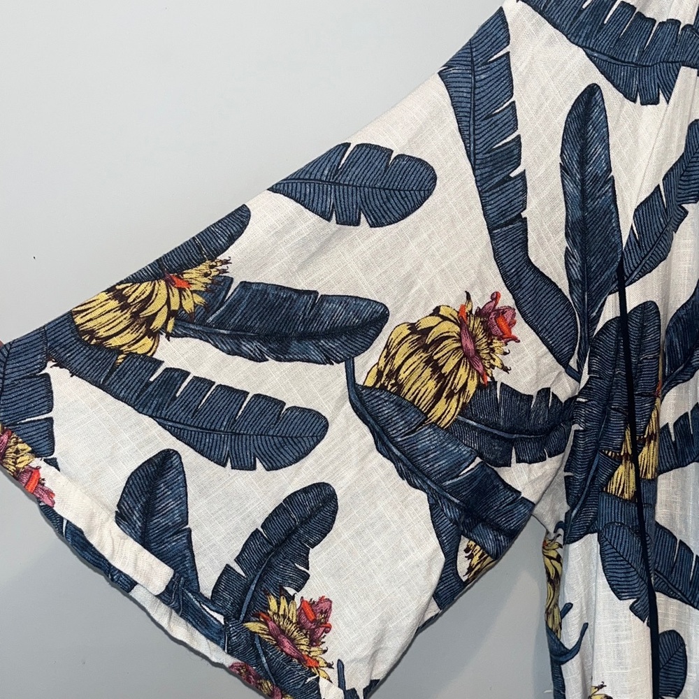 Desmond & Dempsey H&M Tropical White Blue Banana Leaf Dress Women’s Size M NWOT - Picture 7 of 12
